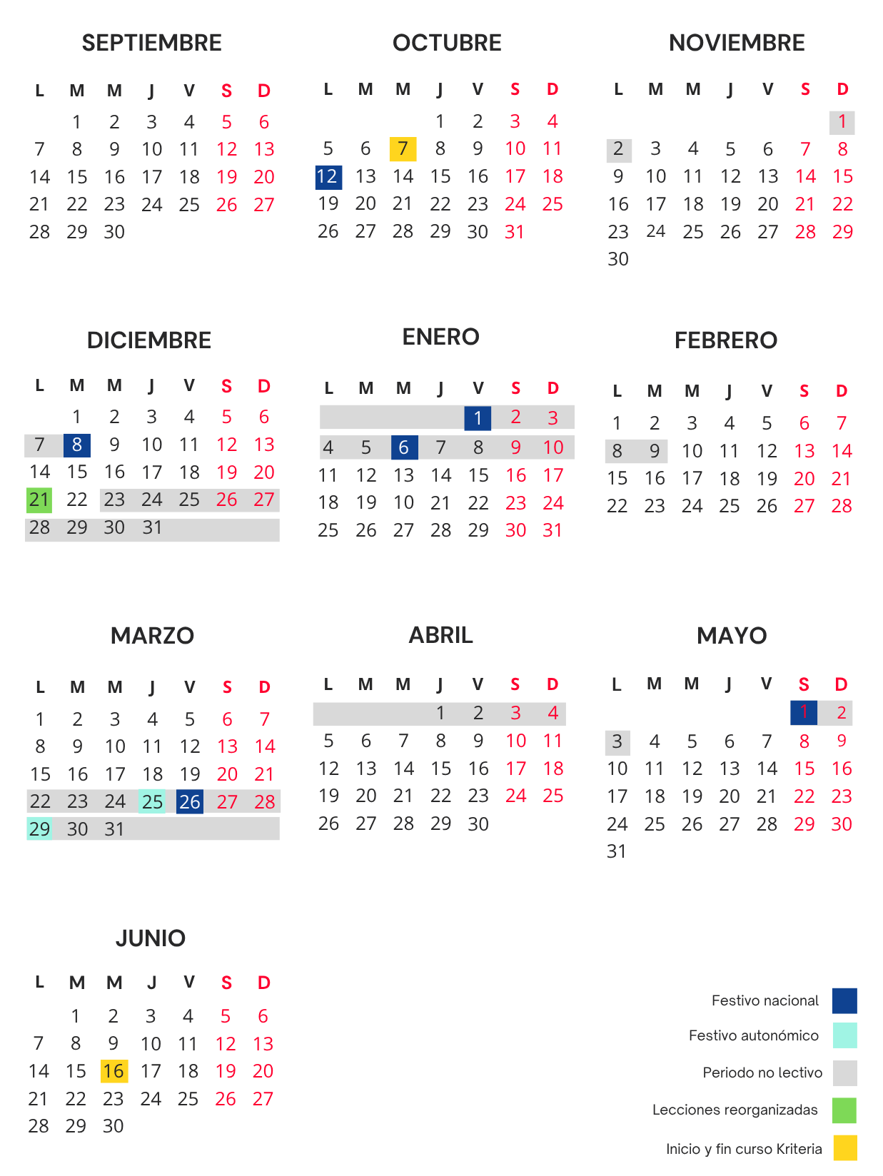 calendario nivel 3